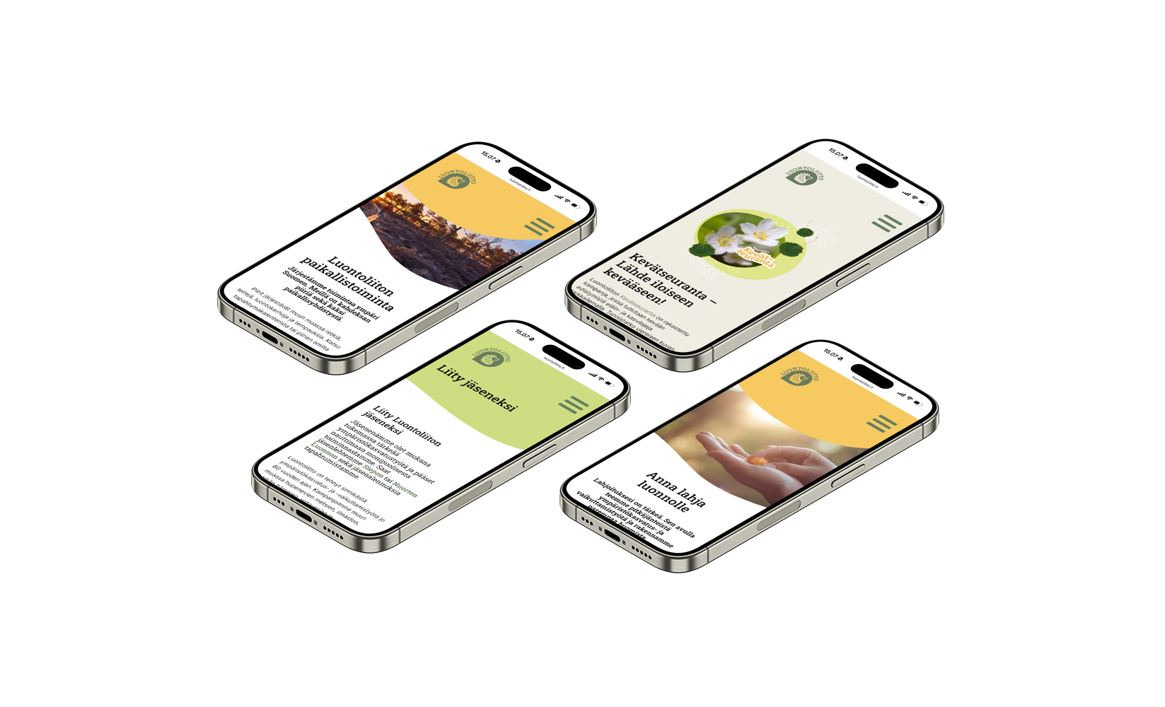 Luontoliitto – Ympäristöjärjestön kattava kotisivu-uudistus kotisivut mockup