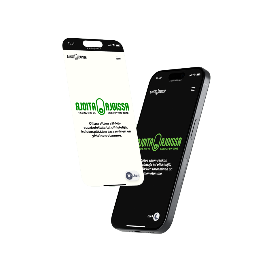 Ajoita Ajoissa -verkkosivuston suunnittelu ja toteutus kotisivut mockup