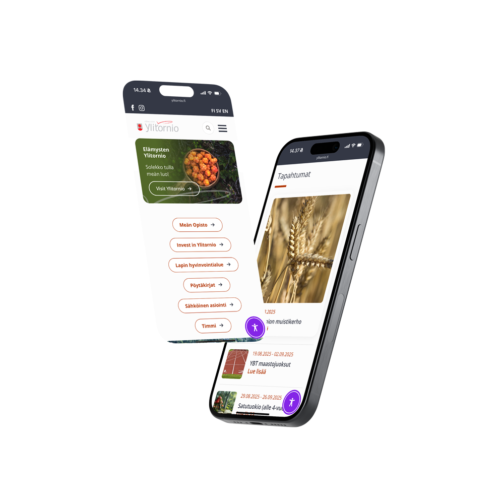 Ylitornion kunnan verkkosivuston uudistus kotisivut mockup